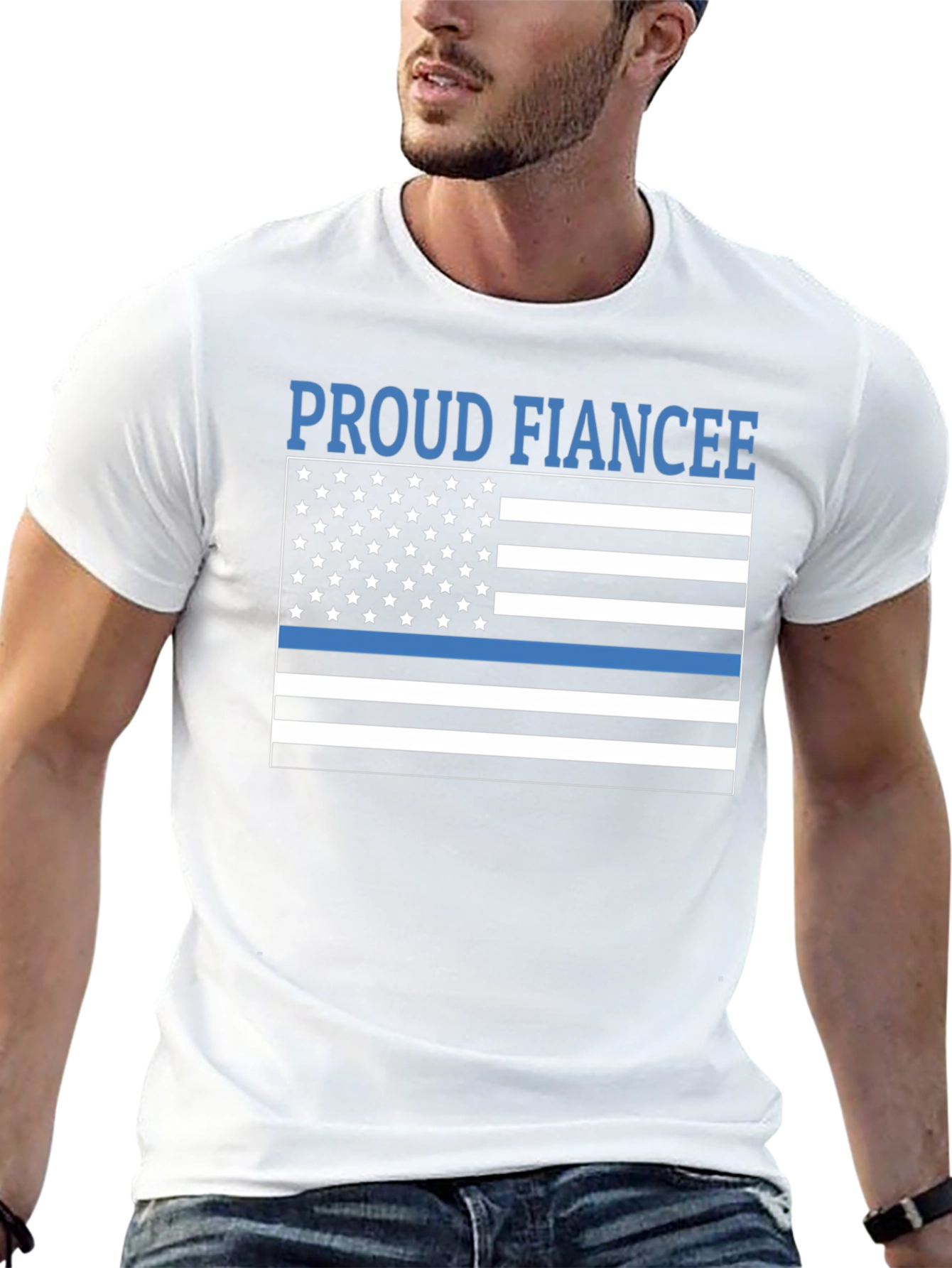 Proud Fiancee Thin Blue Line Flag T-Shirt