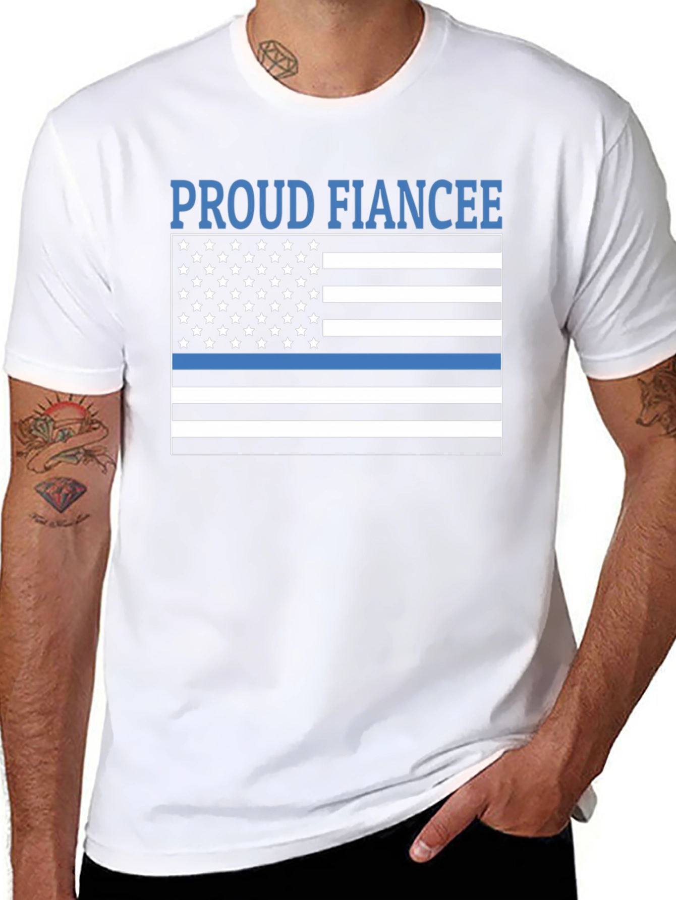 Proud Fiancee Thin Blue Line Flag T-Shirt