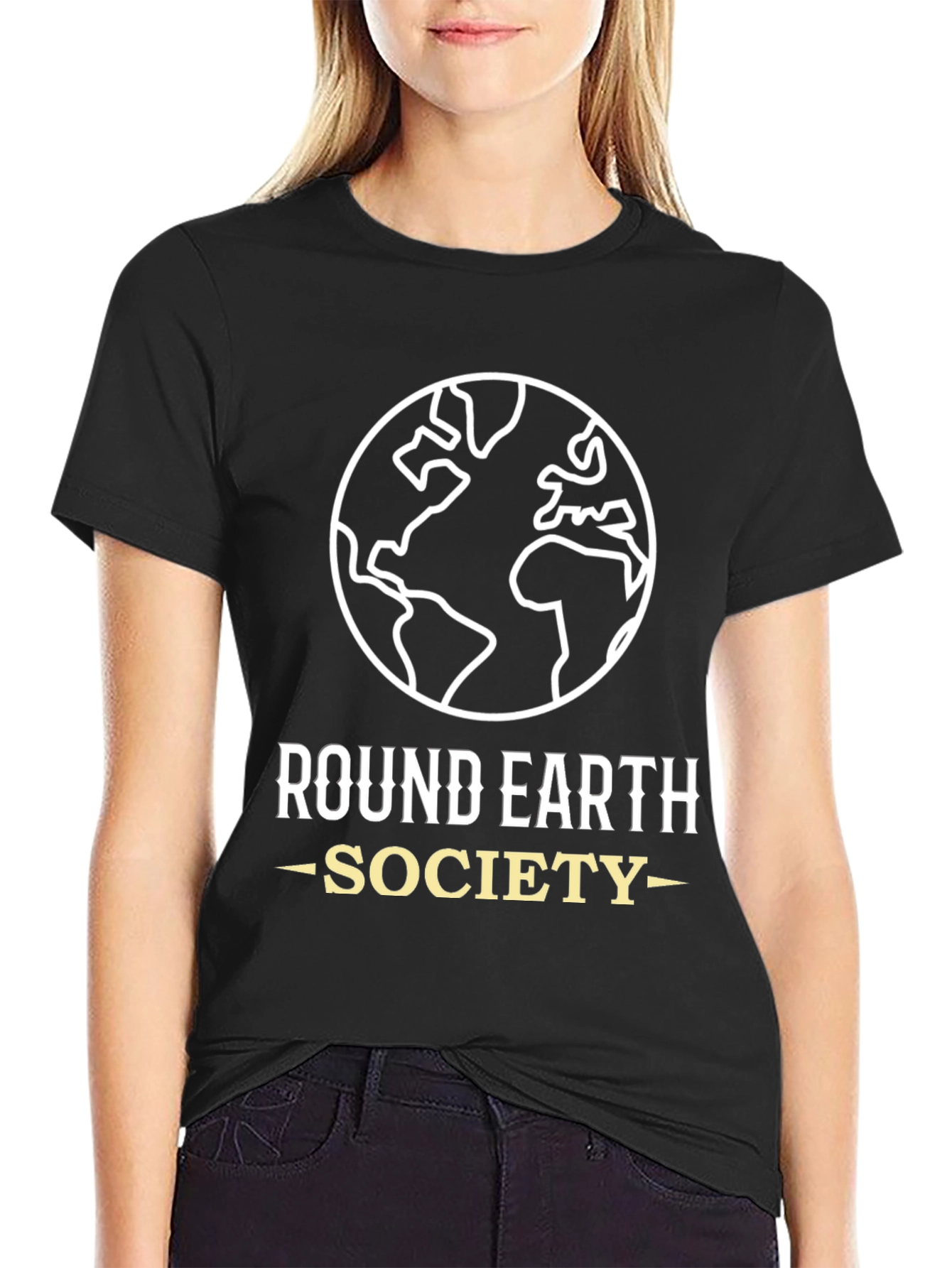 Round Earth Society Graphic Tee - Black Cotton T-Shirt