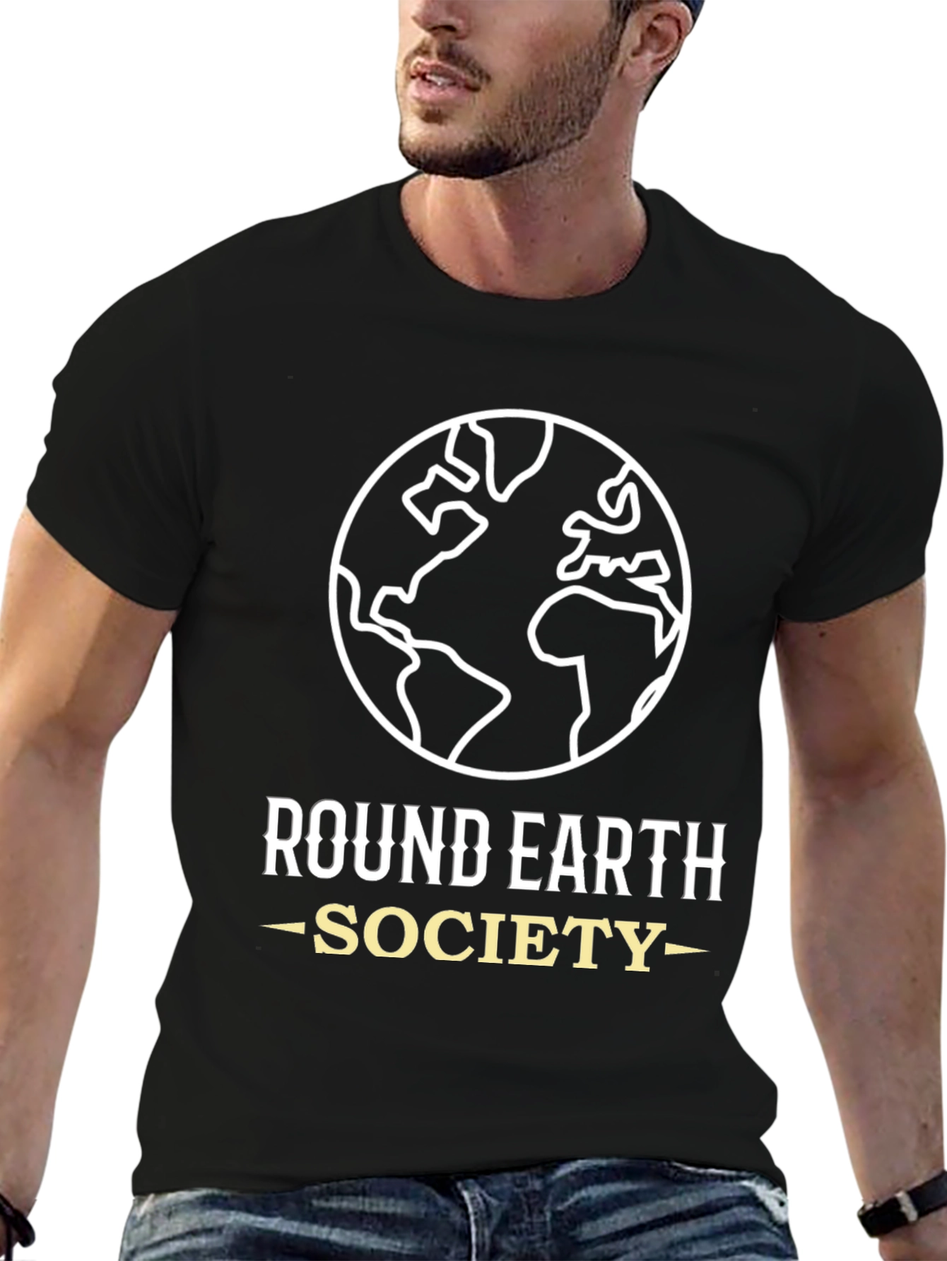 Round Earth Society Graphic Tee - Black Cotton T-Shirt