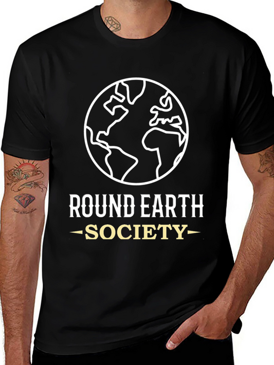 Round Earth Society Graphic Tee - Black Cotton T-Shirt