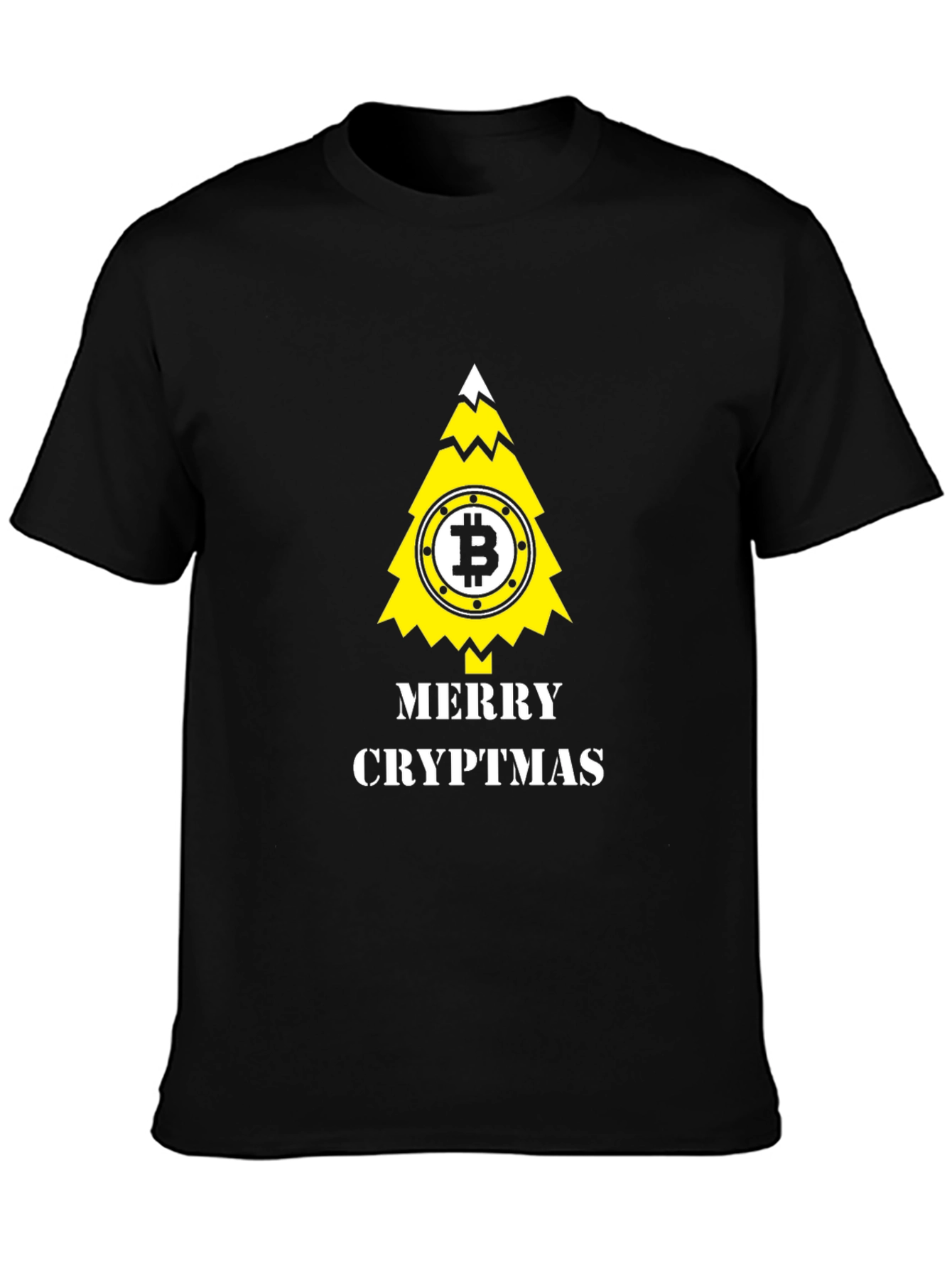 Merry Cryptmas Bitcoin Tree Black T-Shirt