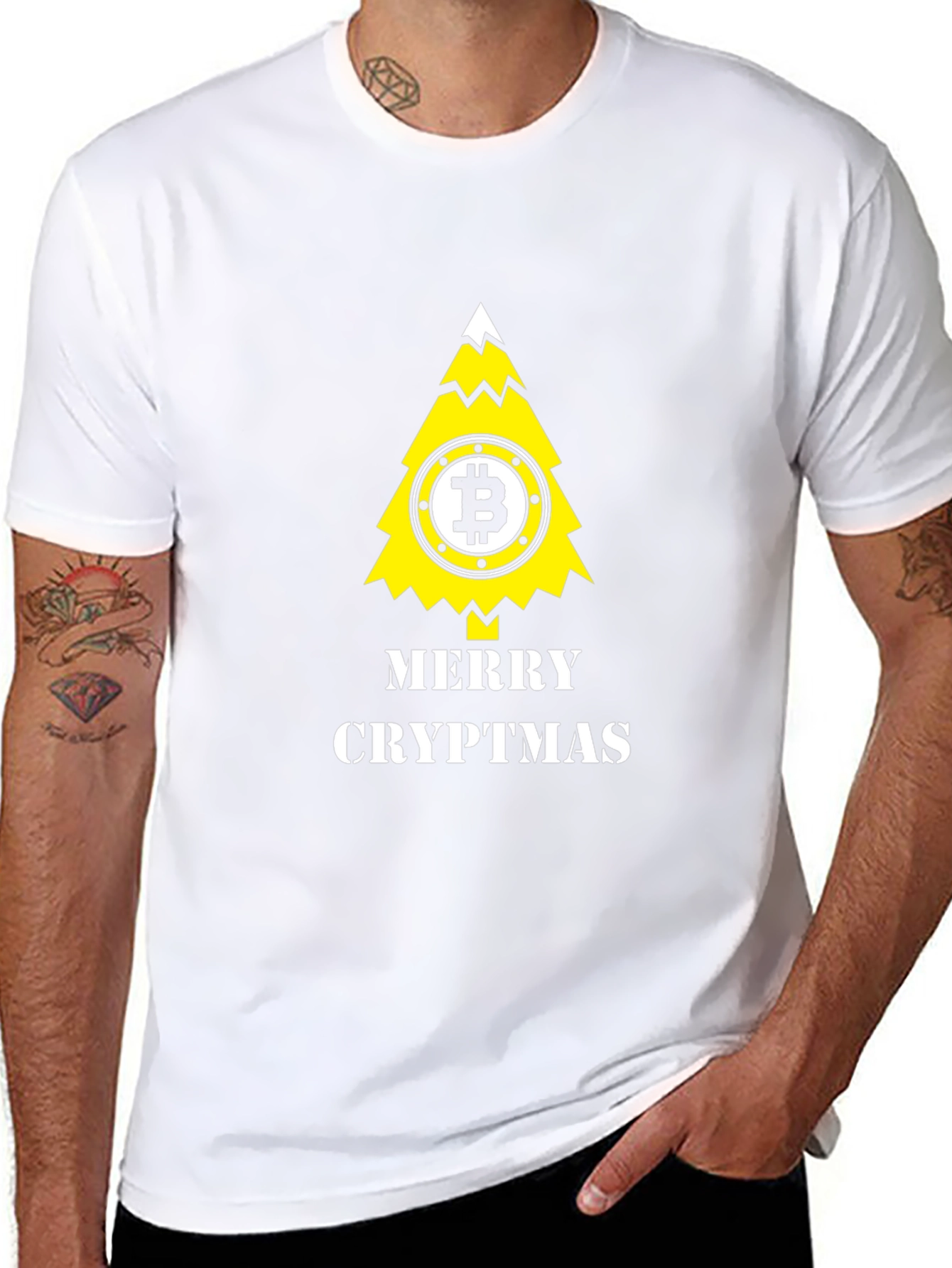 Merry Cryptmas Bitcoin Tree Black T-Shirt