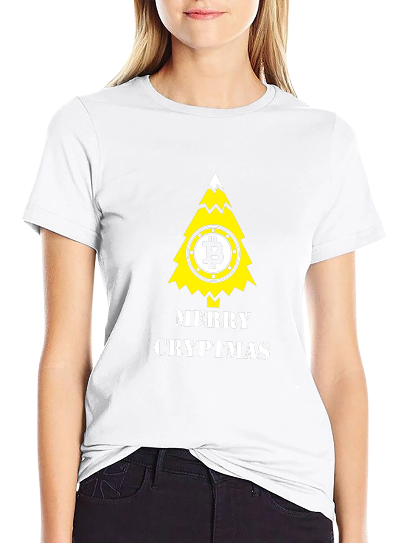Merry Cryptmas Bitcoin Tree Black T-Shirt