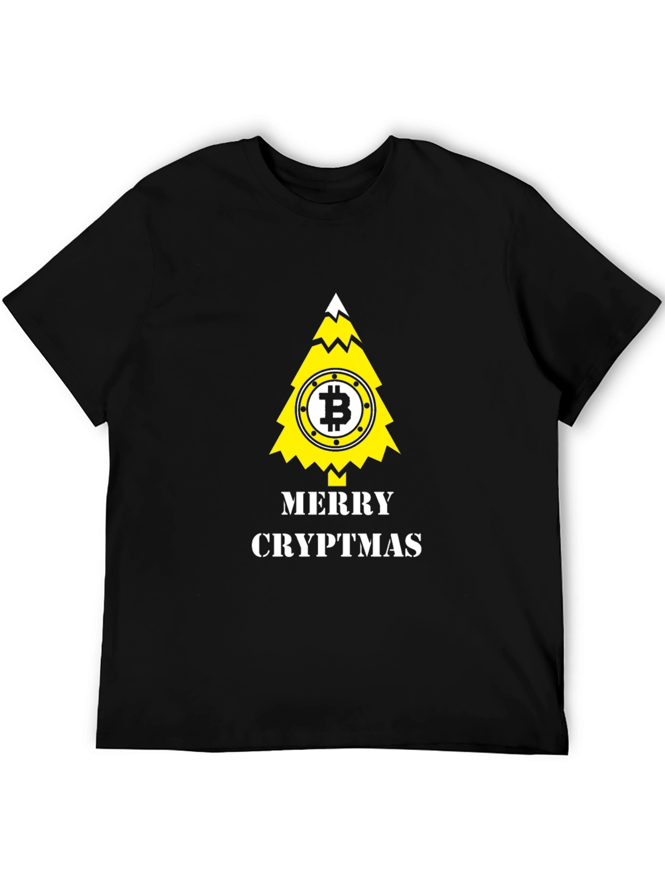 Merry Cryptmas Bitcoin Tree Black T-Shirt