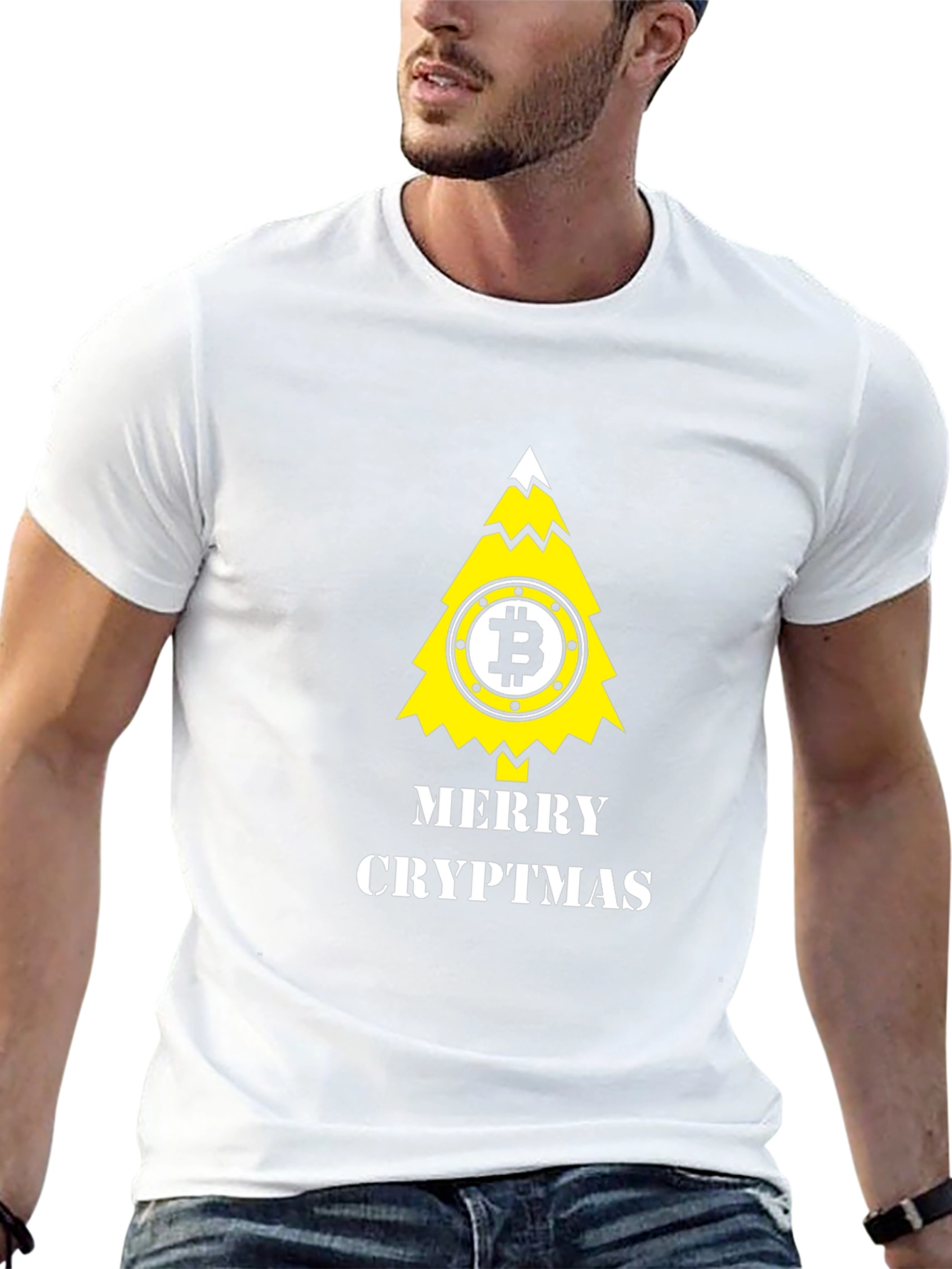 Merry Cryptmas Bitcoin Tree Black T-Shirt