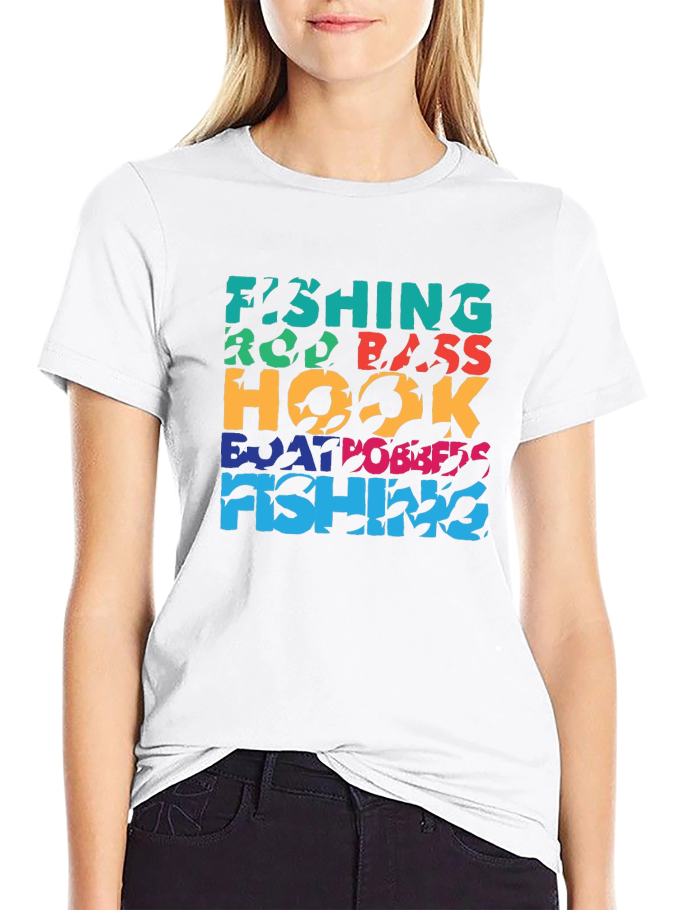 Fishing Word Art Black T-Shirt
