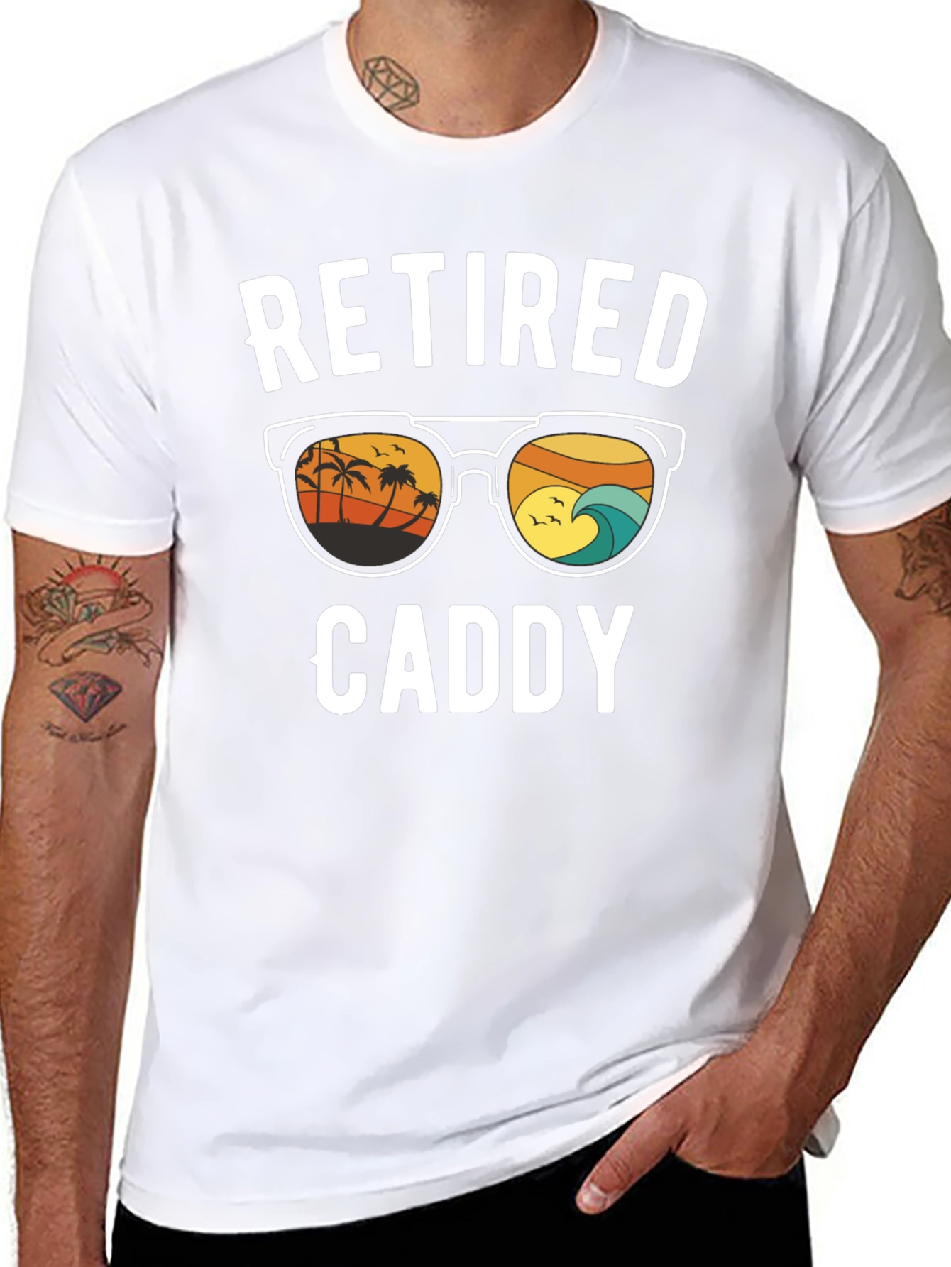 Retired Caddy T-Shirt - Beach Scene Sunglasses