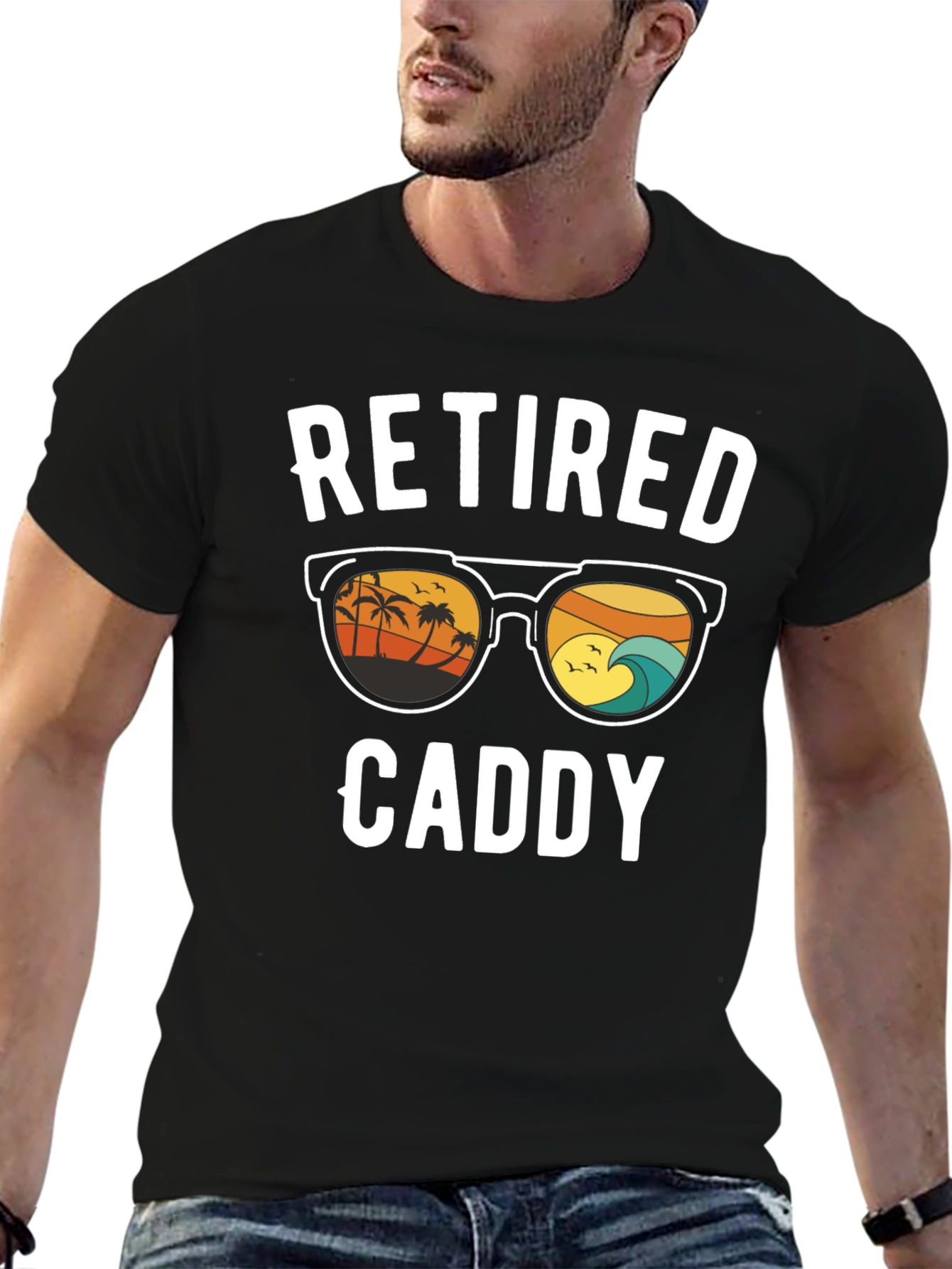 Retired Caddy T-Shirt - Beach Scene Sunglasses