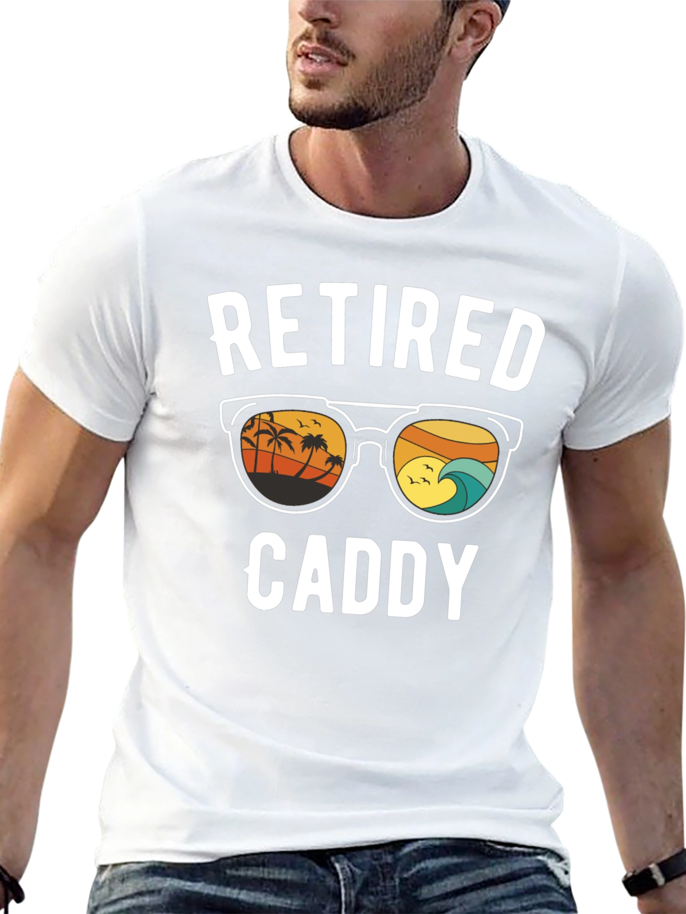Retired Caddy T-Shirt - Beach Scene Sunglasses