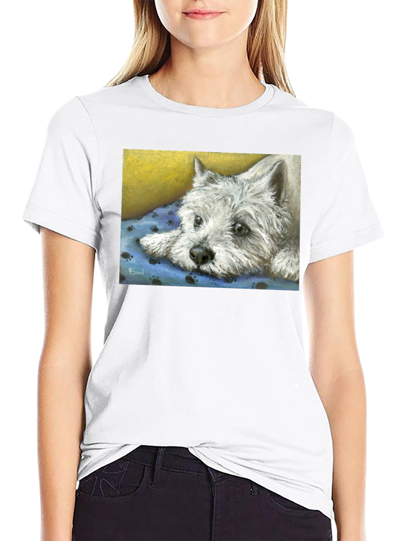 Westie Dog Print Black T-Shirt