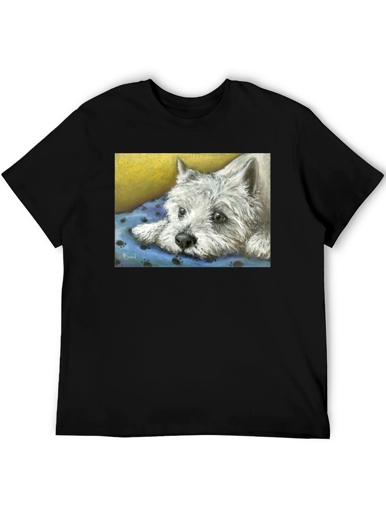 Westie Dog Print Black T-Shirt
