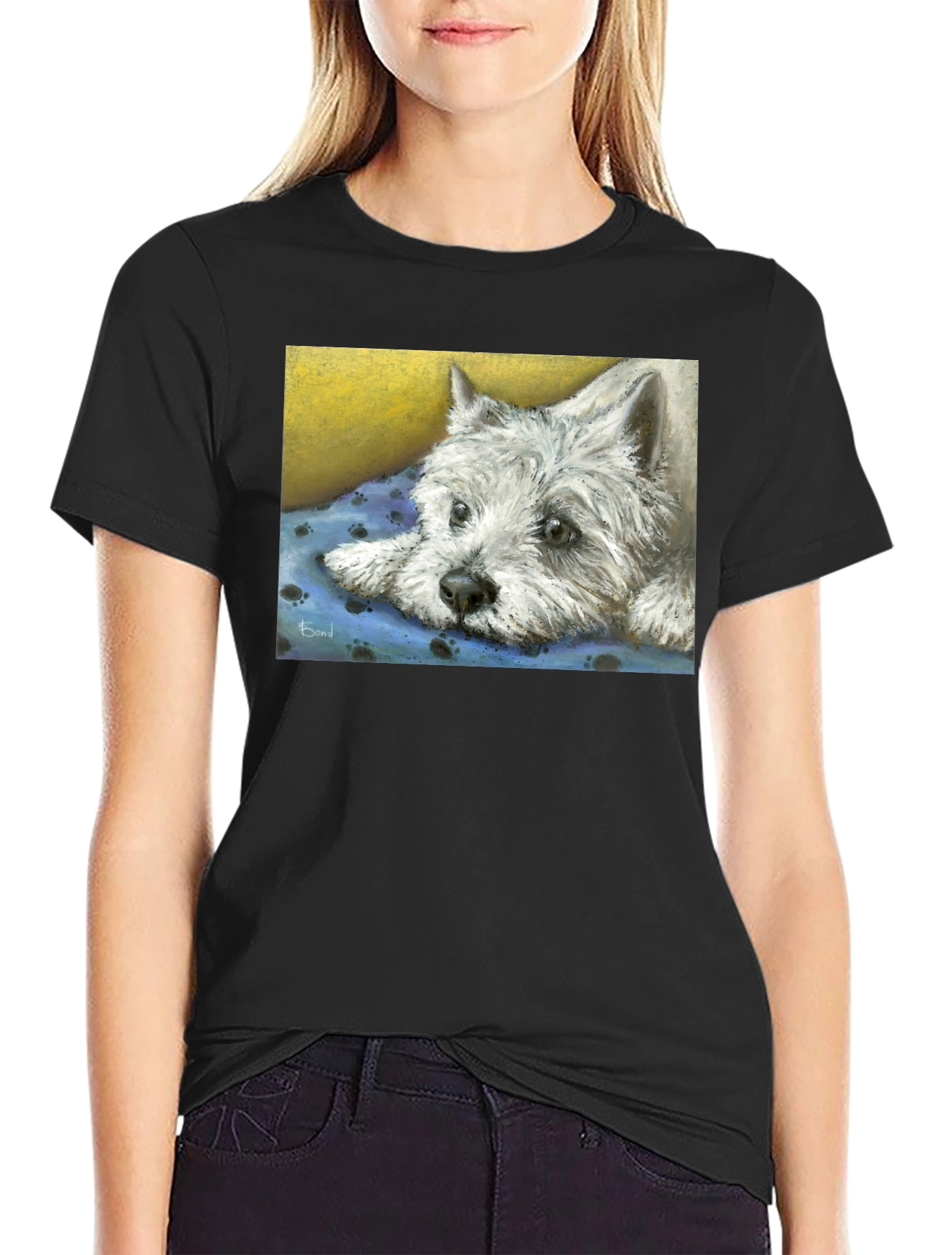 Westie Dog Print Black T-Shirt