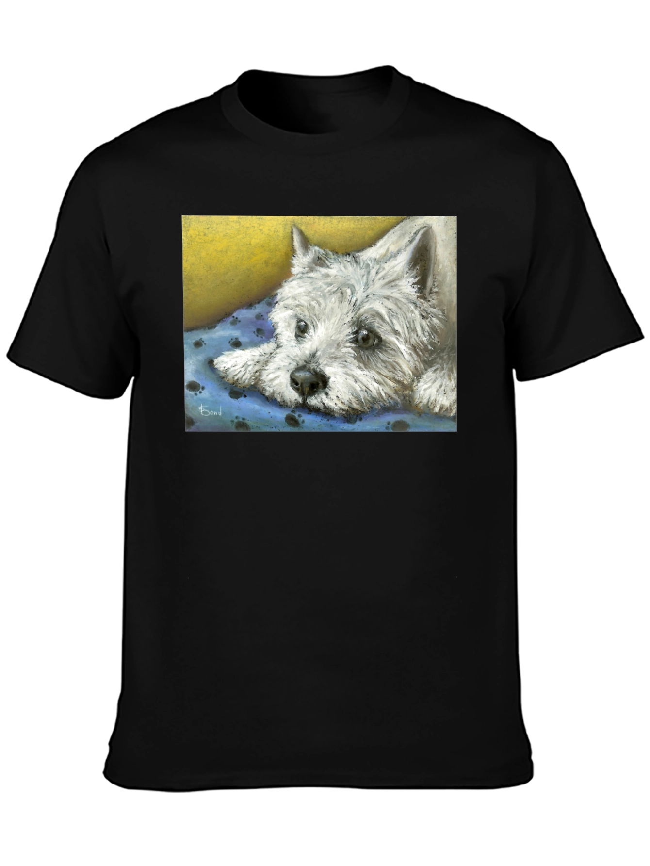 Westie Dog Print Black T-Shirt