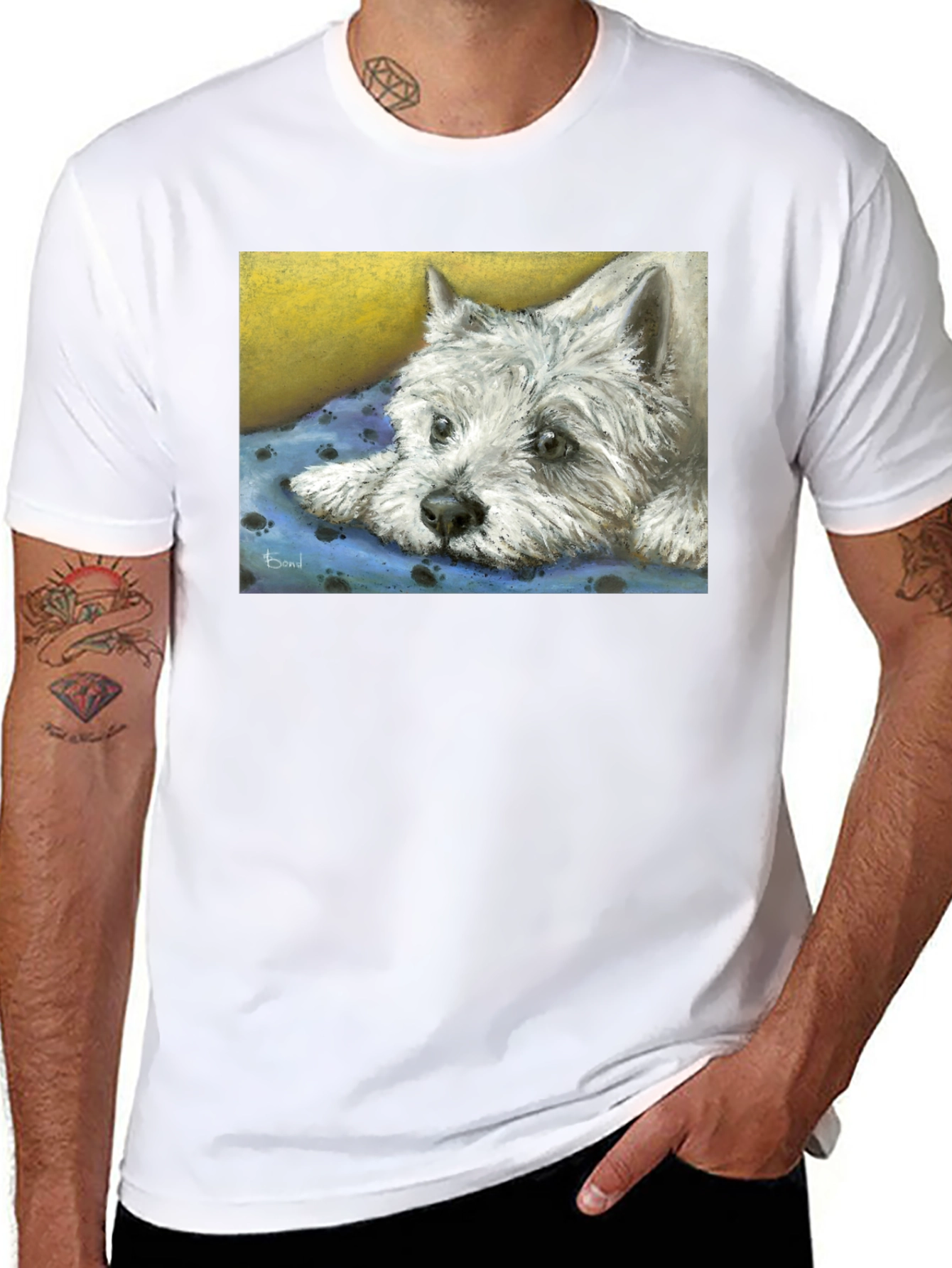 Westie Dog Print Black T-Shirt