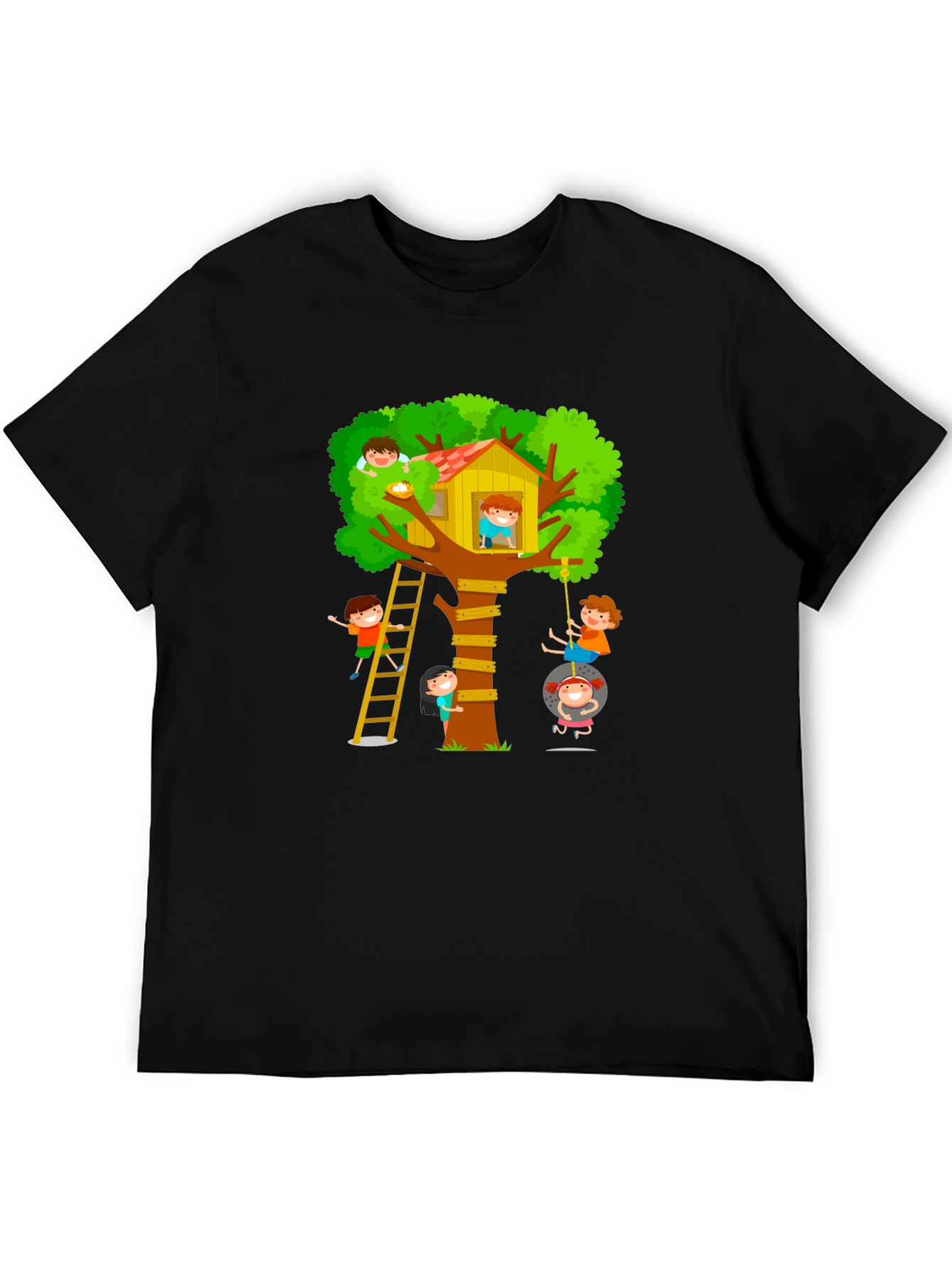 Fun Treehouse Kids Graphic Black T-Shirt