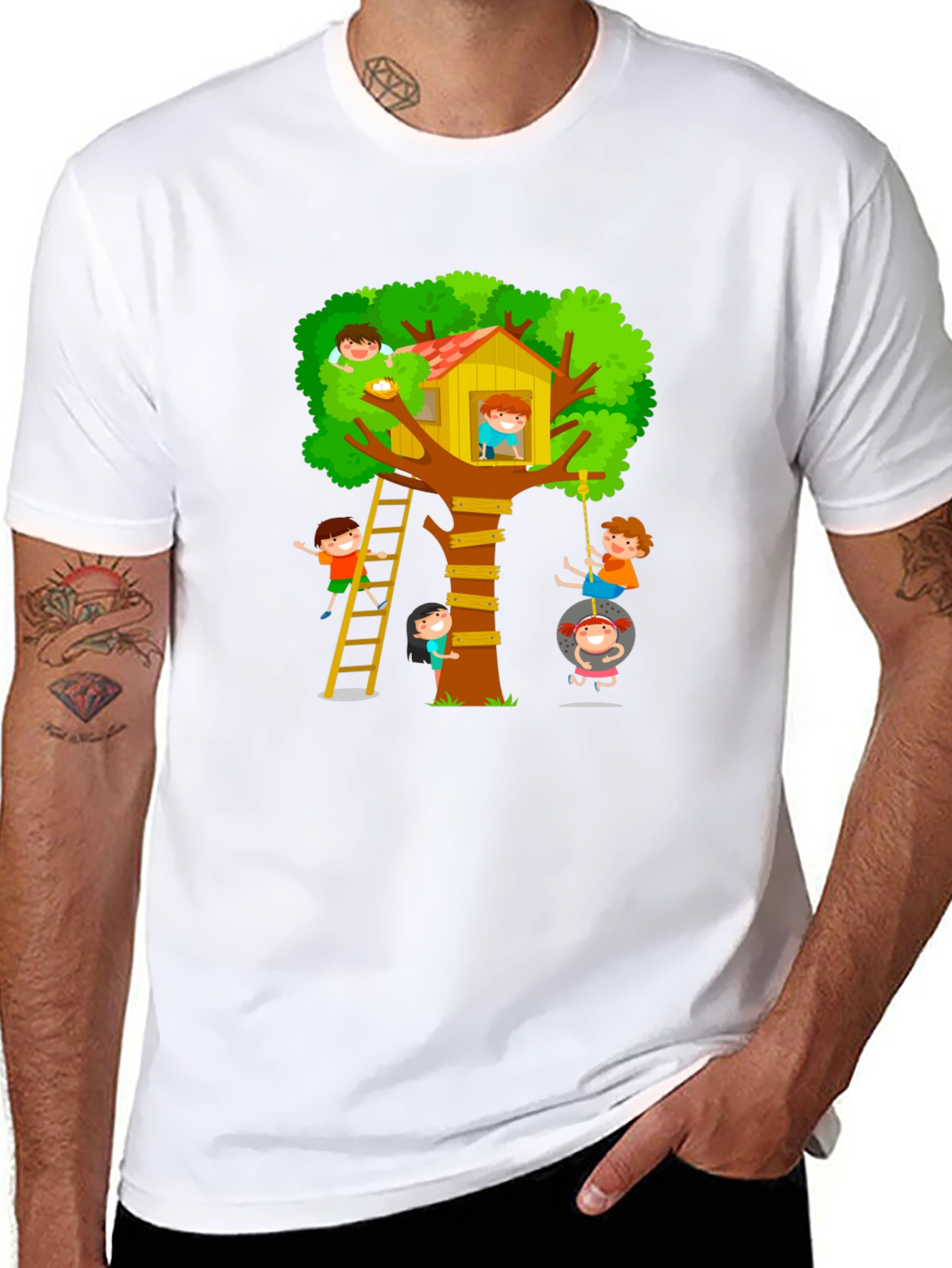 Fun Treehouse Kids Graphic Black T-Shirt