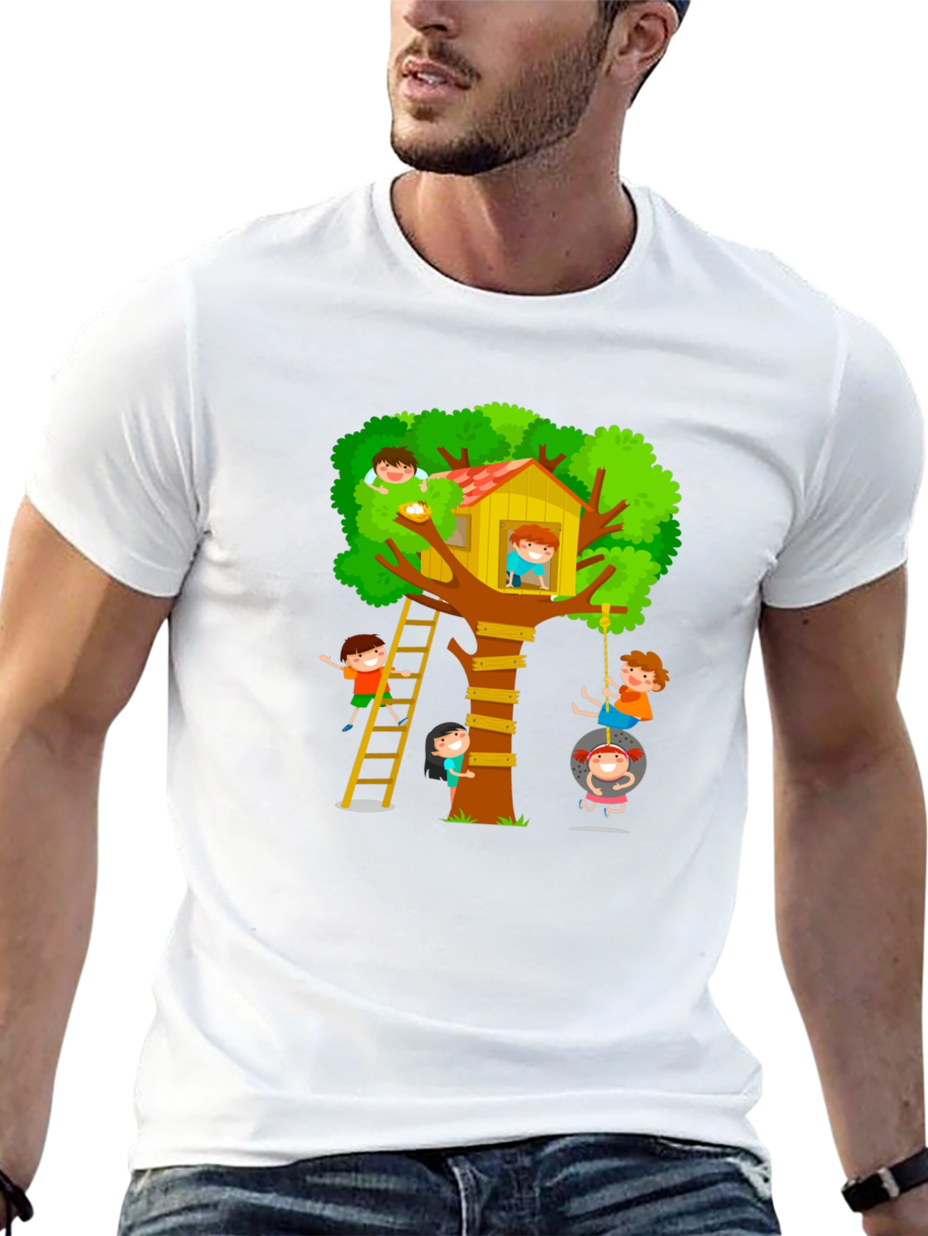 Fun Treehouse Kids Graphic Black T-Shirt