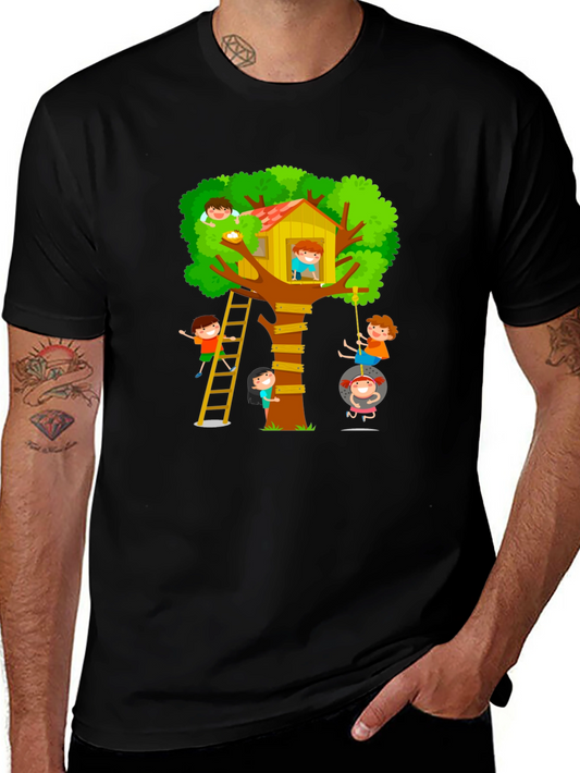Fun Treehouse Kids Graphic Black T-Shirt