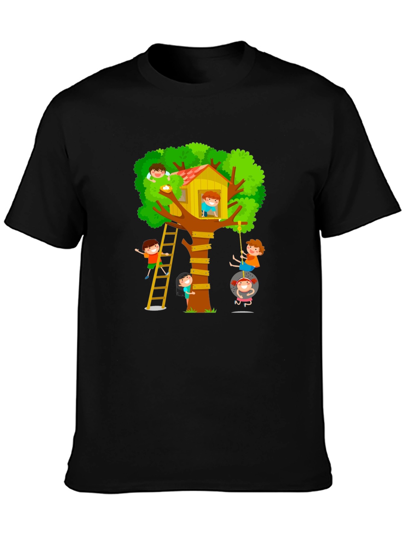 Fun Treehouse Kids Graphic Black T-Shirt