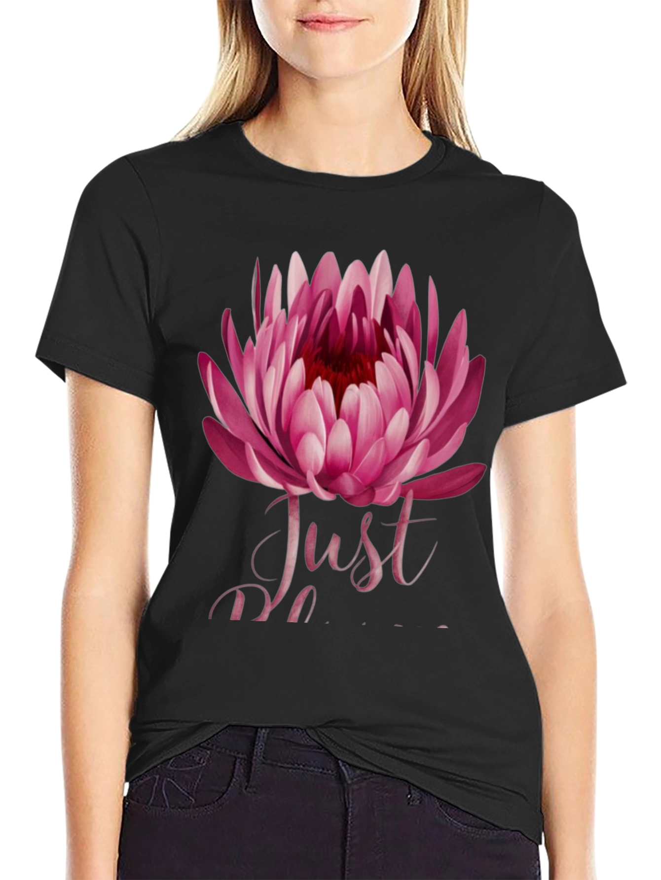Floral Just Do It Mens Black T-Shirt