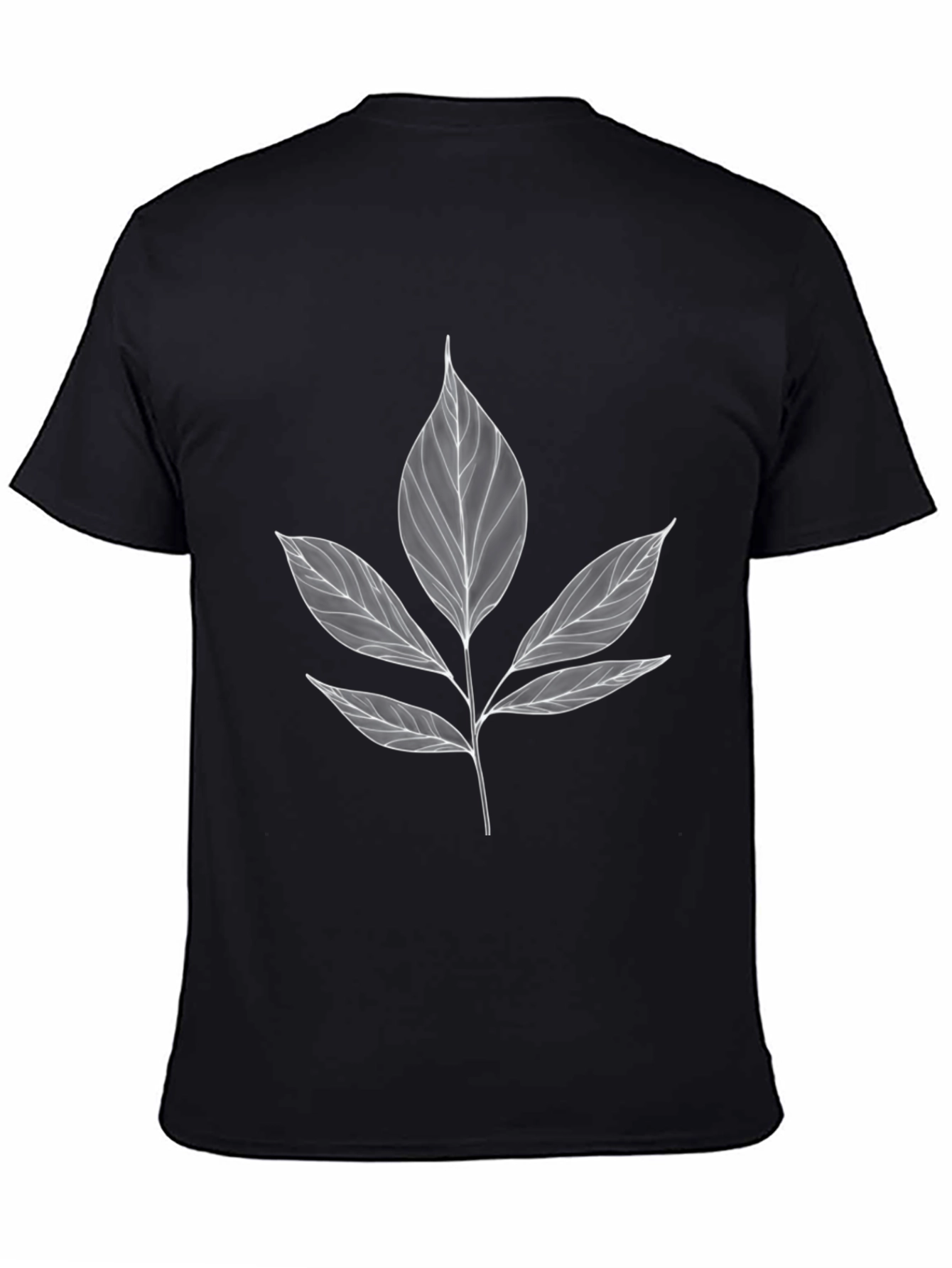 Botanical Leaf Print Black T-Shirt