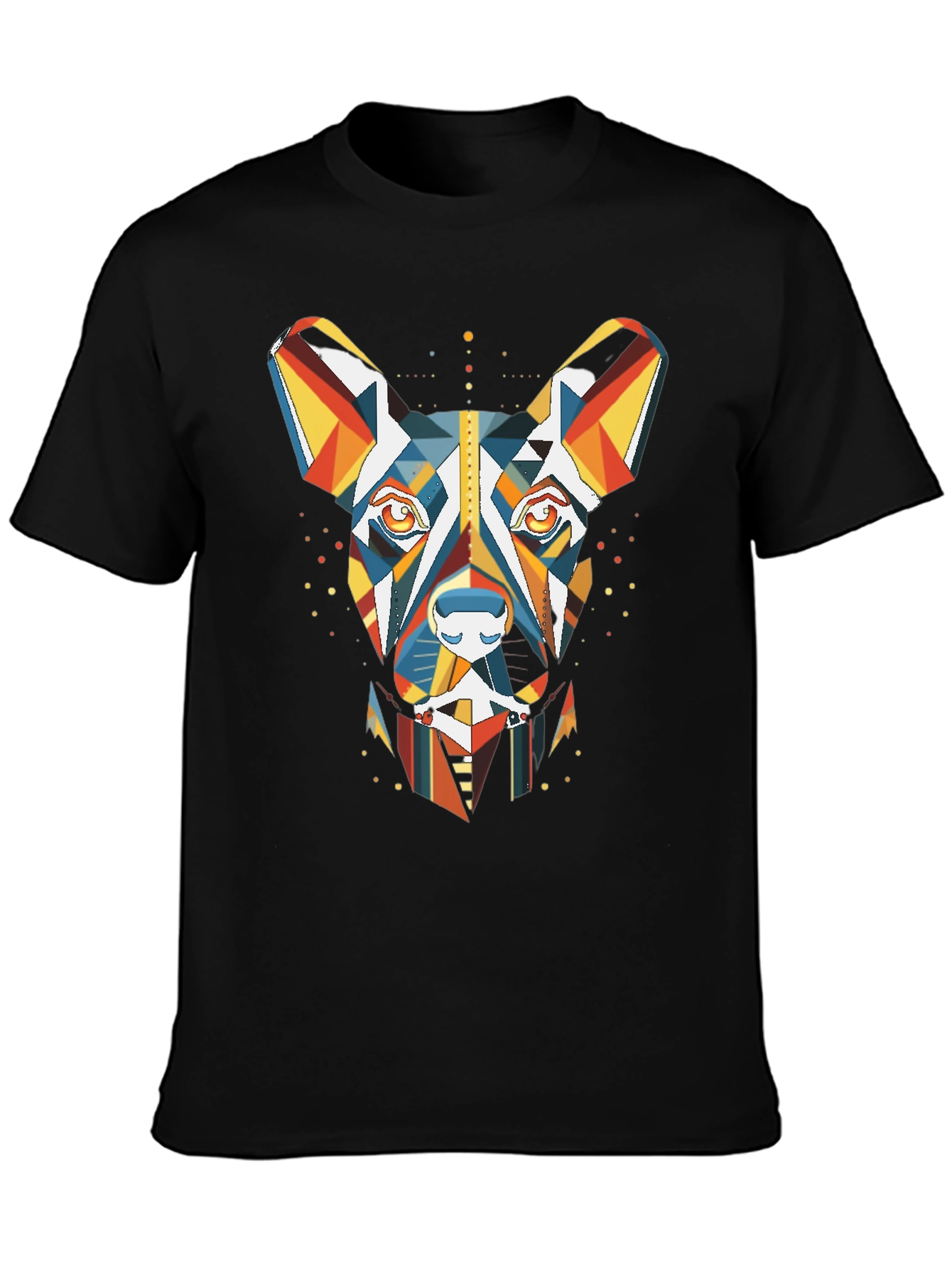 Geometric Dog Graphic Tee - Modern Art Shirt