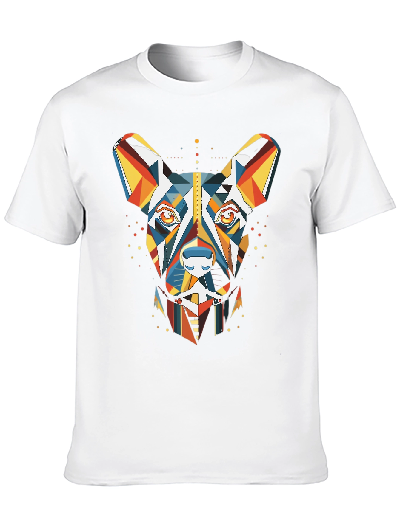 Geometric Dog Graphic Tee - Modern Art Shirt