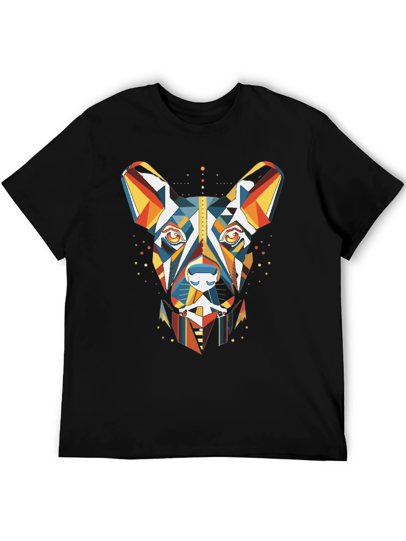 Geometric Dog Graphic Tee - Modern Art Shirt