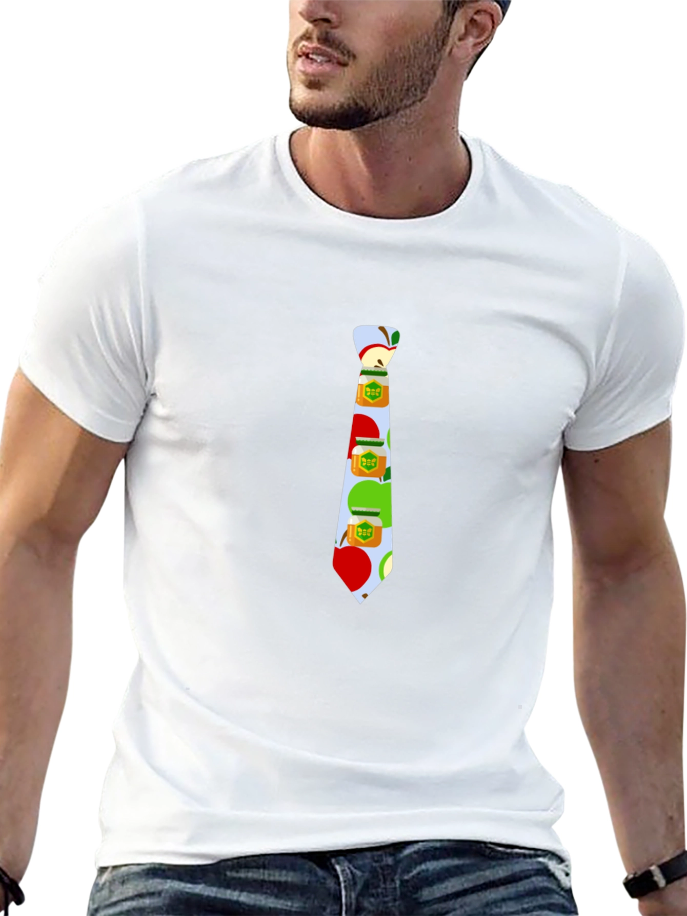 Novelty Apple Tie Graphic T-Shirt