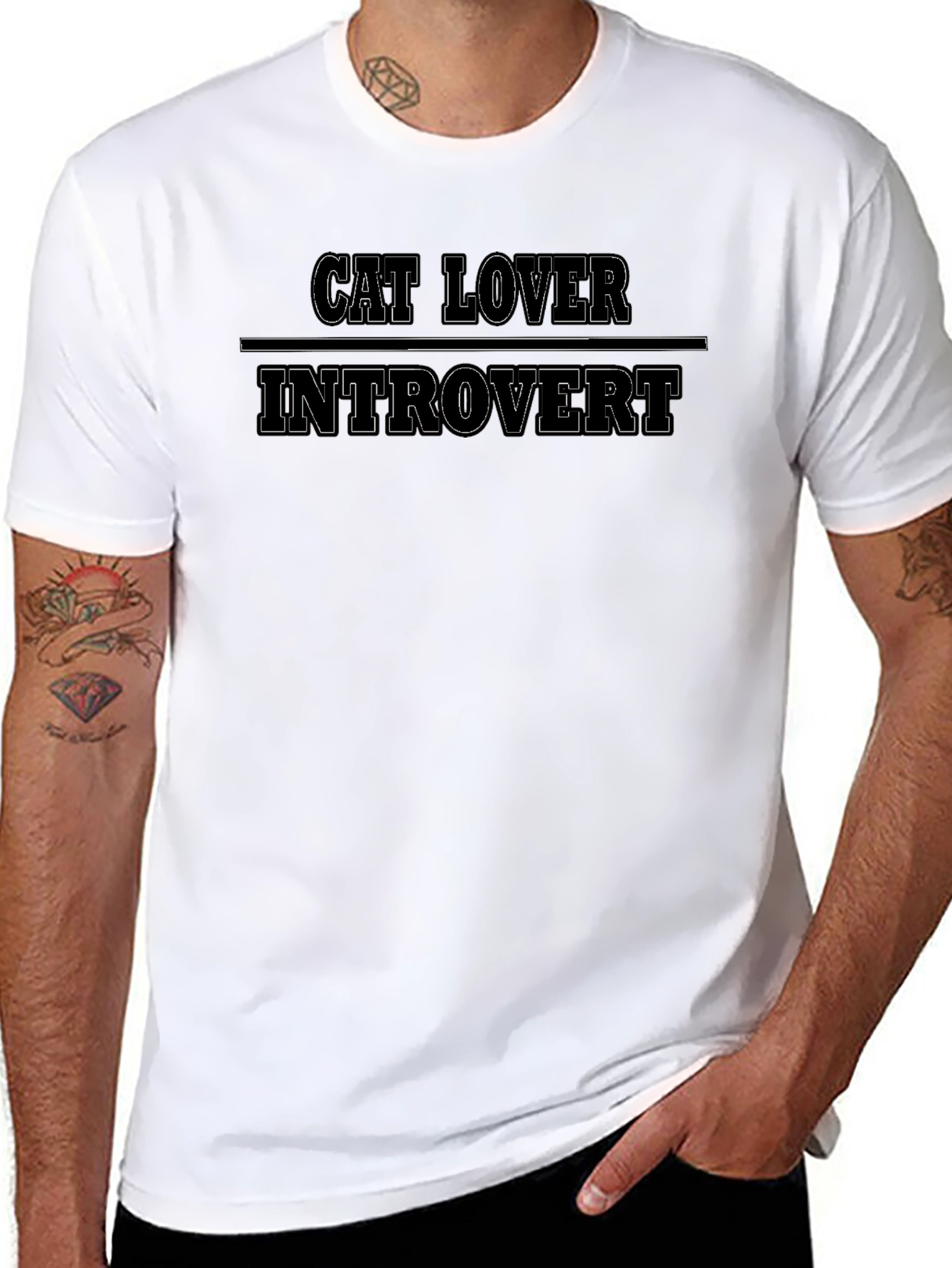 Cat Lover Introvert Graphic T-Shirt - Black