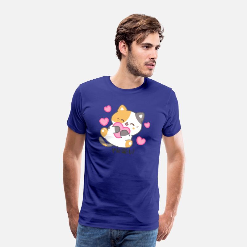 Calico cat holding a pink heart