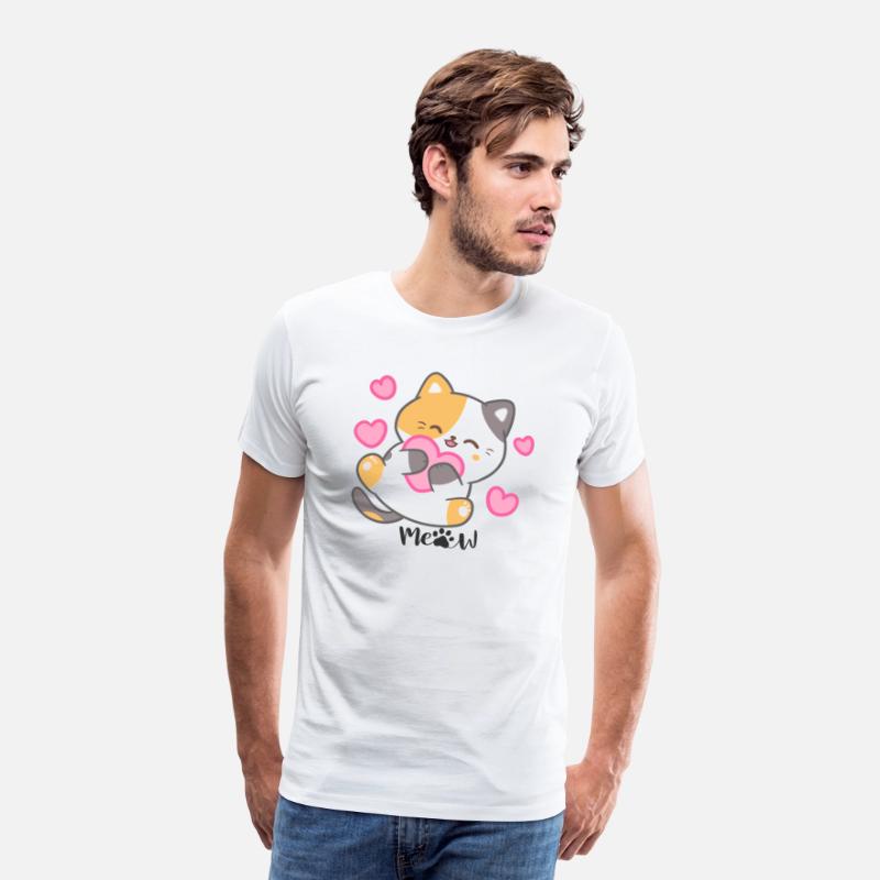 Calico cat holding a pink heart