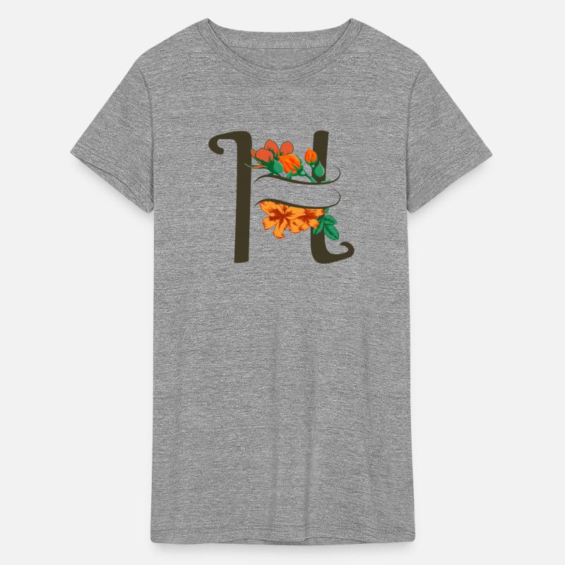 Capital letter H monogram with roses and lily