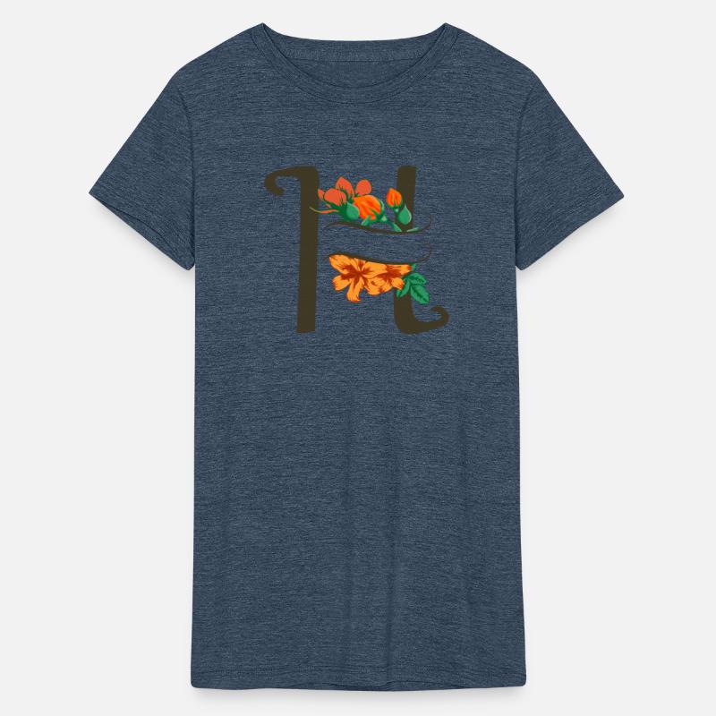 Capital letter H monogram with roses and lily