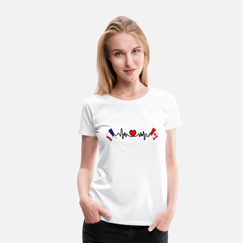 Cardio heart with flag France and flag Canada