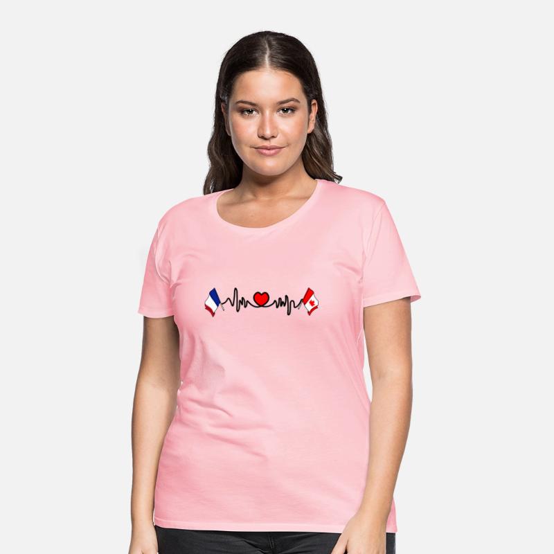Cardio heart with flag France and flag Canada