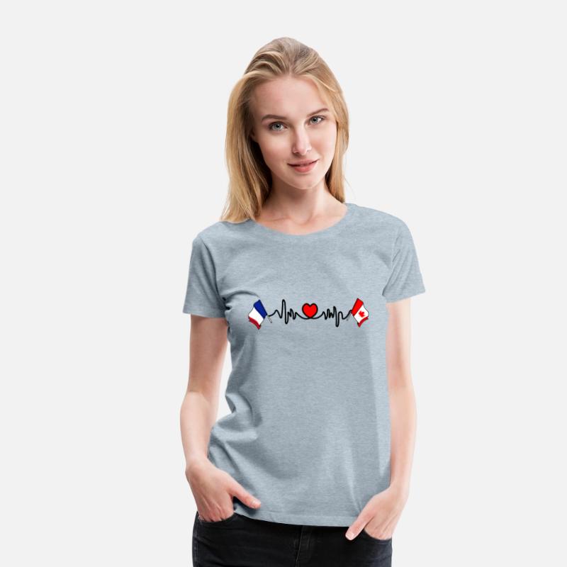 Cardio heart with flag France and flag Canada