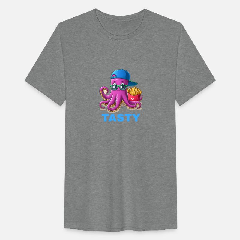 Cartoon Hip-Hop Octopus eating French Fries "Tasty