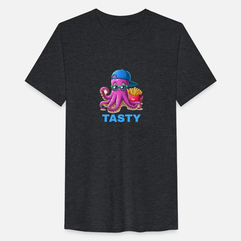 Cartoon Hip-Hop Octopus eating French Fries "Tasty