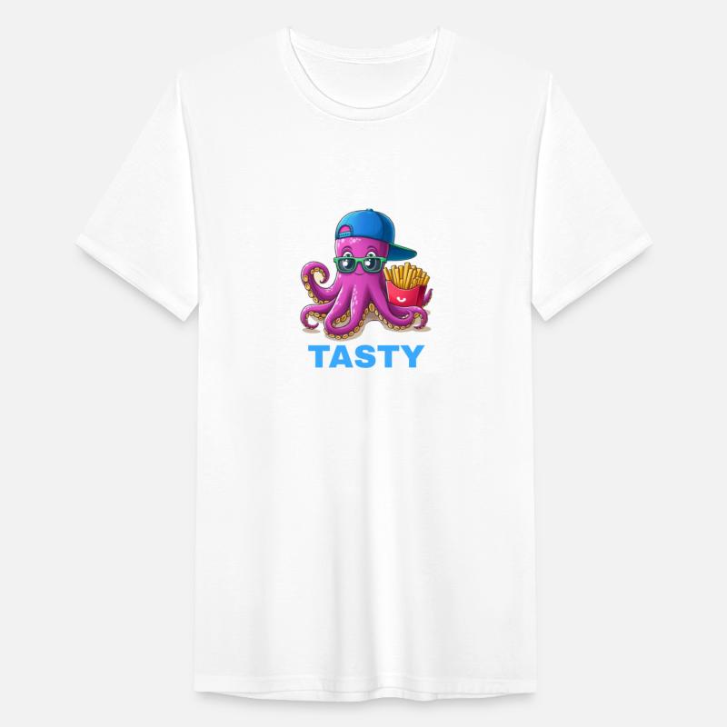 Cartoon Hip-Hop Octopus eating French Fries "Tasty