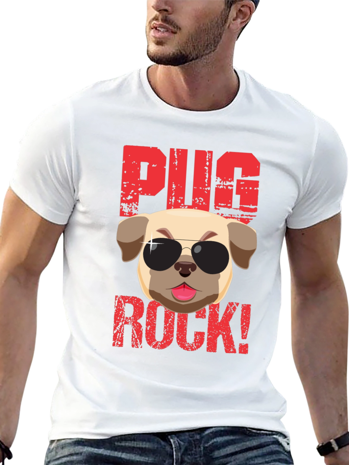 Pug Rock T-Shirt - Cool Dog Tee