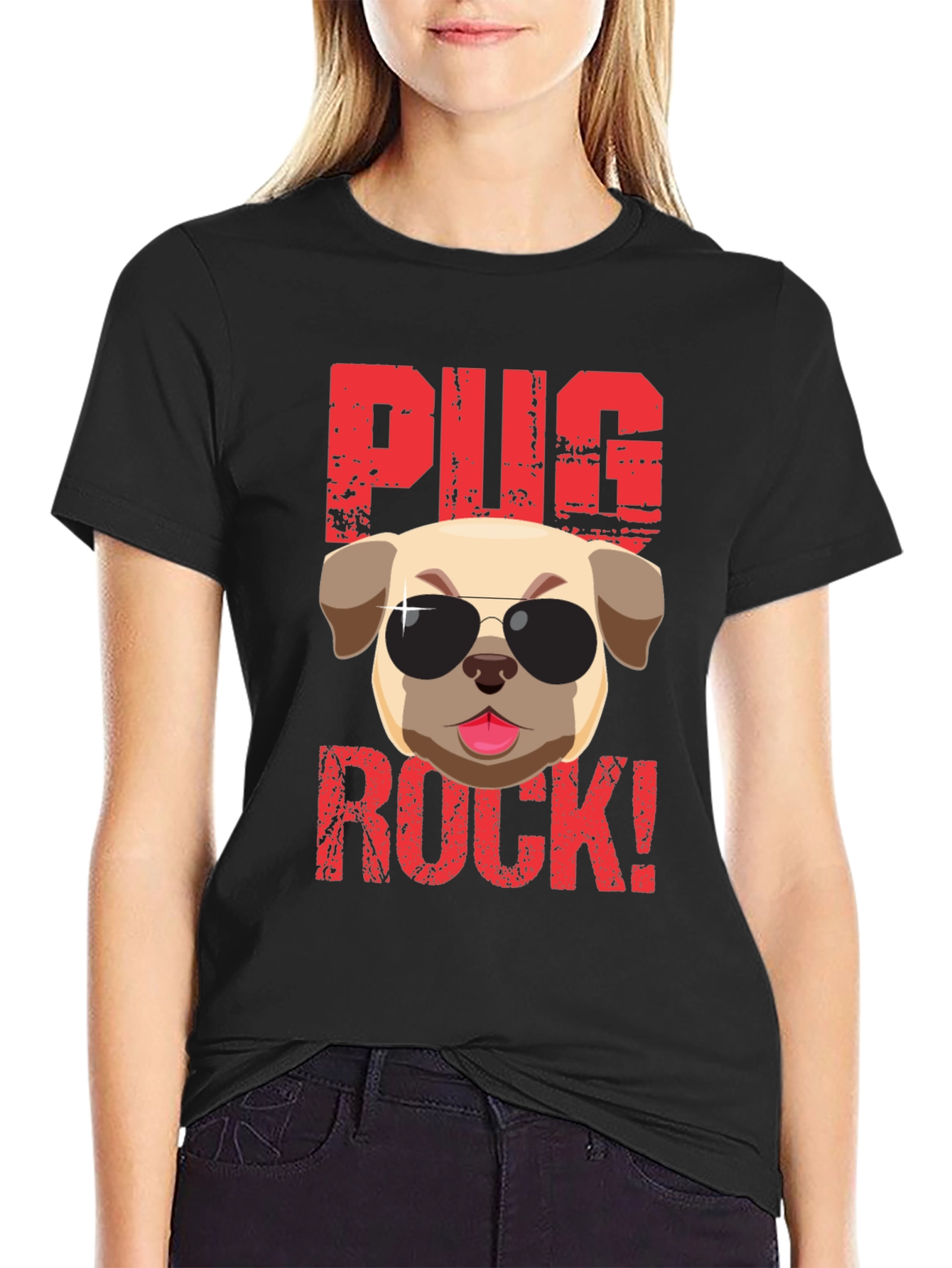 Pug Rock T-Shirt - Cool Dog Tee