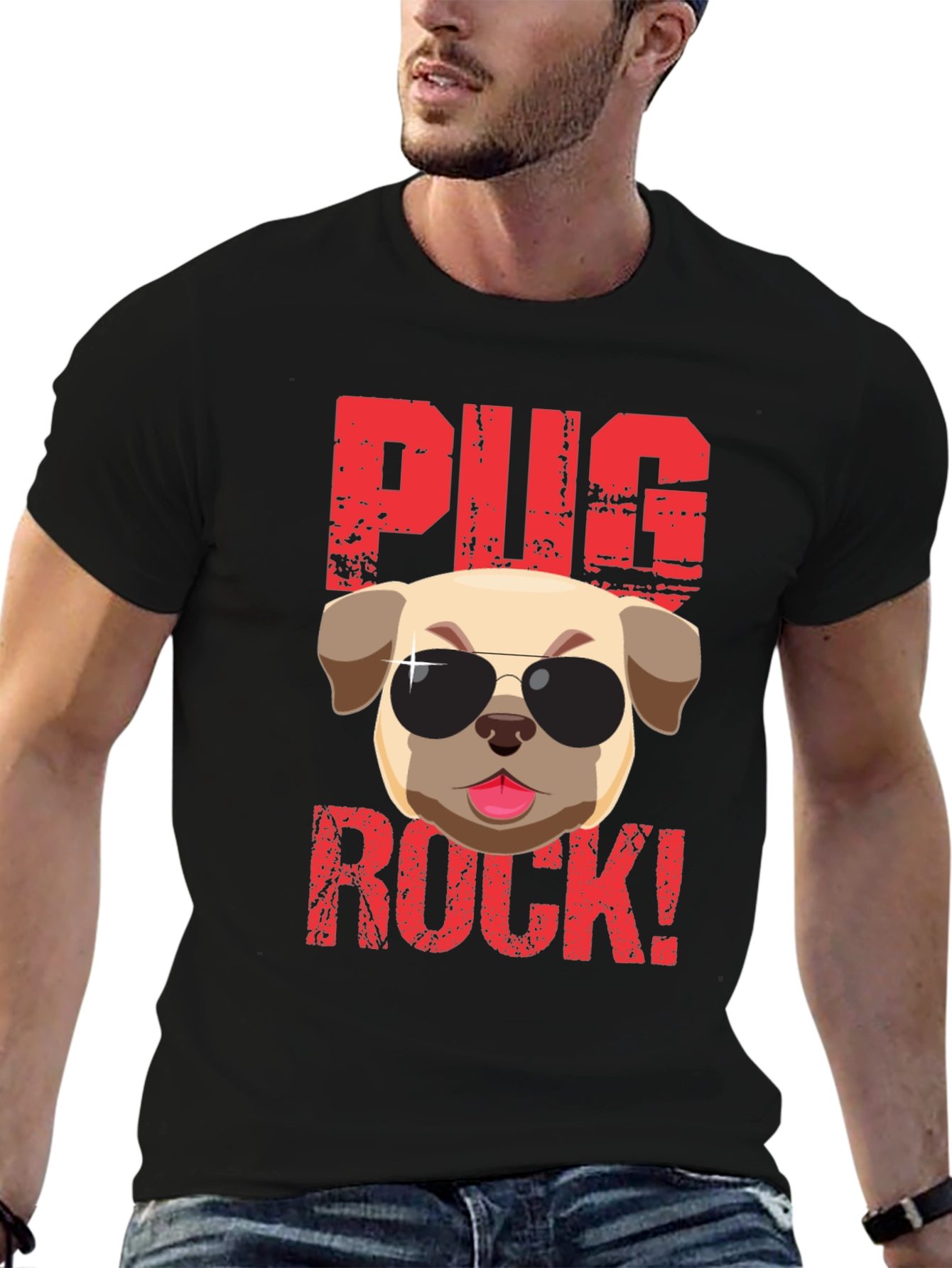 Pug Rock T-Shirt - Cool Dog Tee