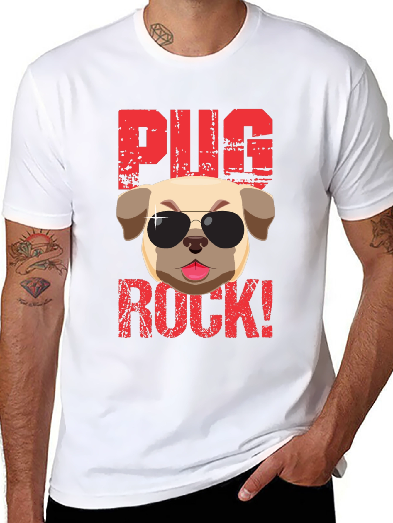 Pug Rock T-Shirt - Cool Dog Tee