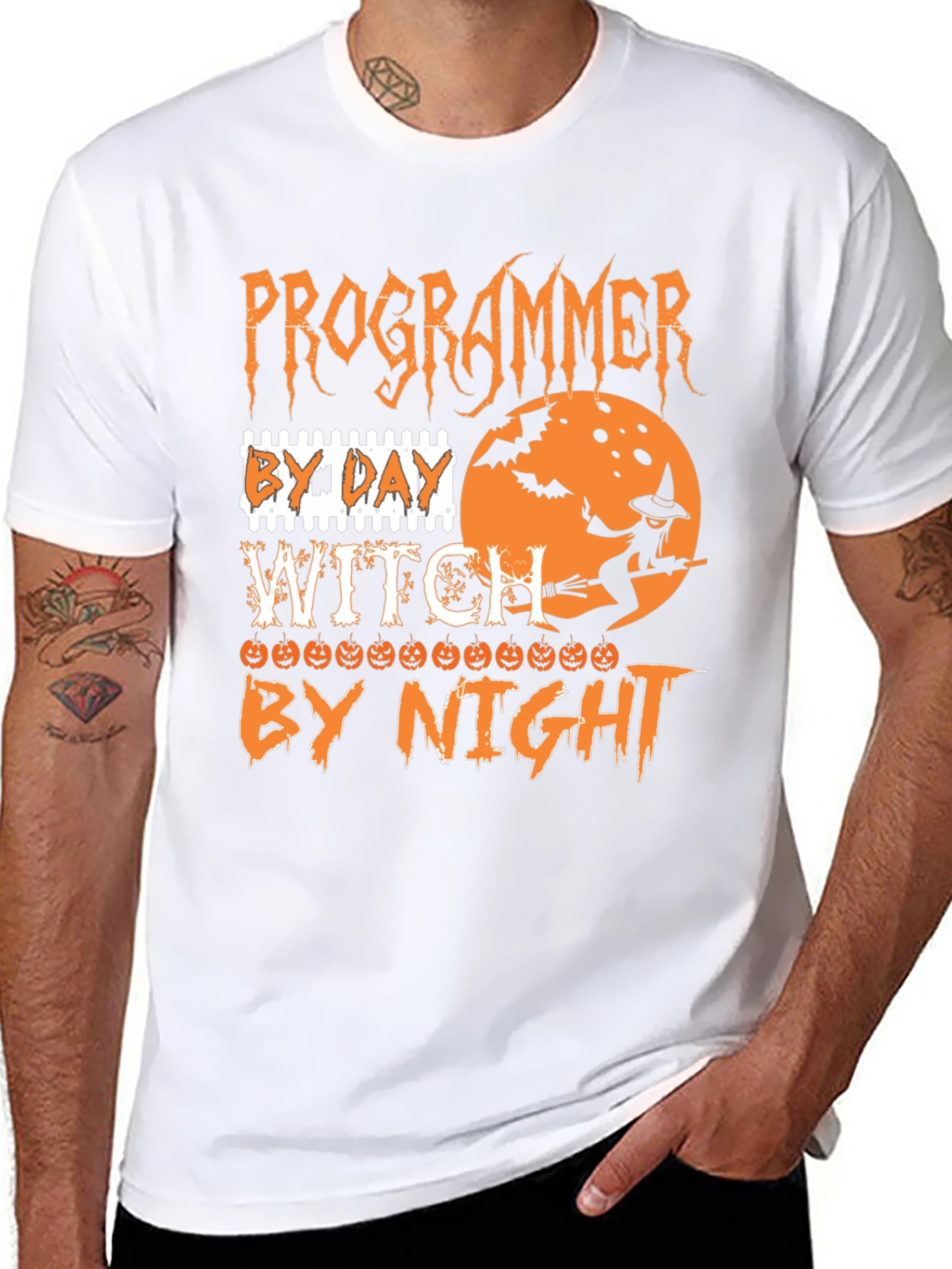 Programmer by Day Witch by Night Halloween T-Shirt