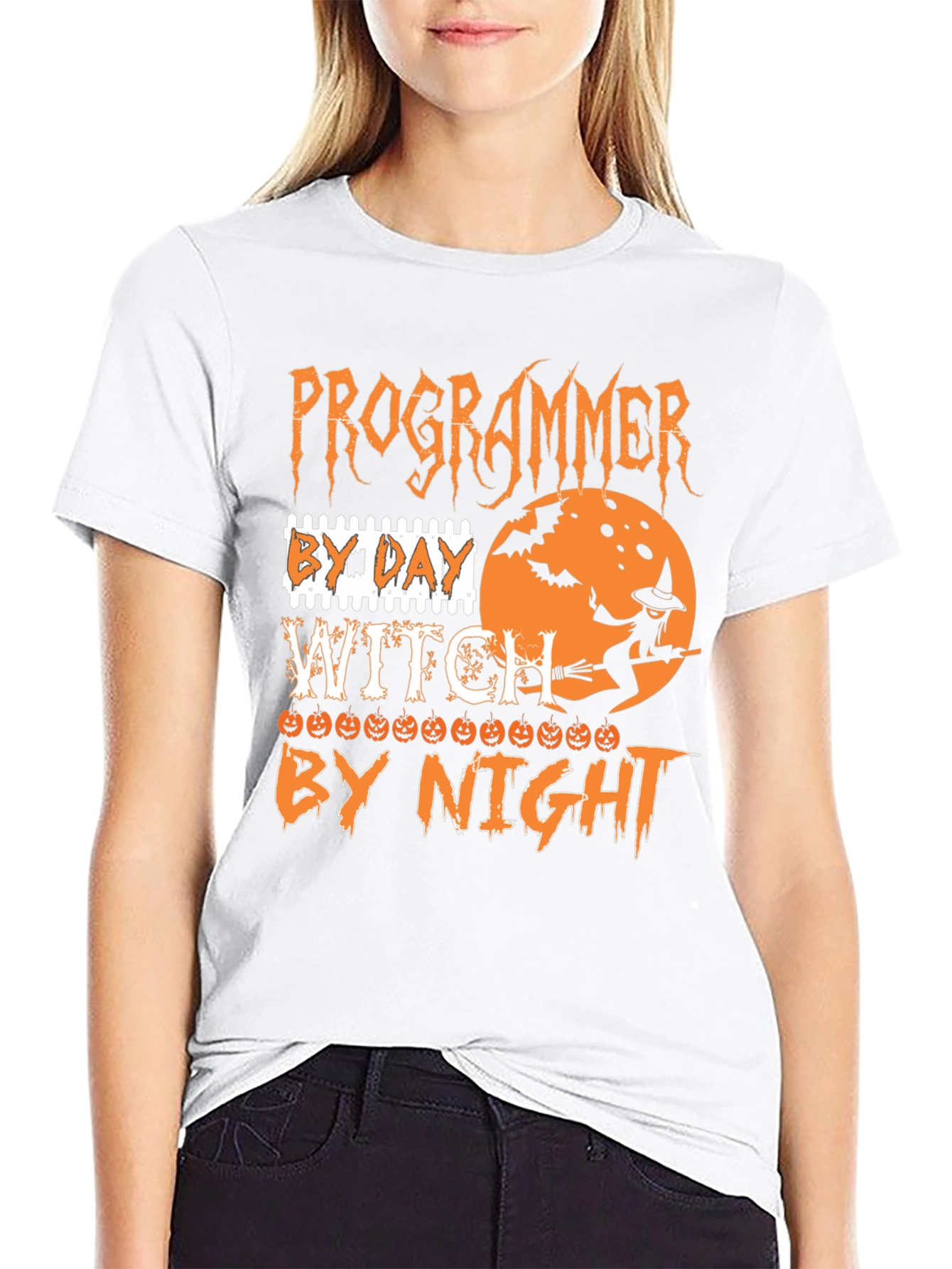 Programmer by Day Witch by Night Halloween T-Shirt