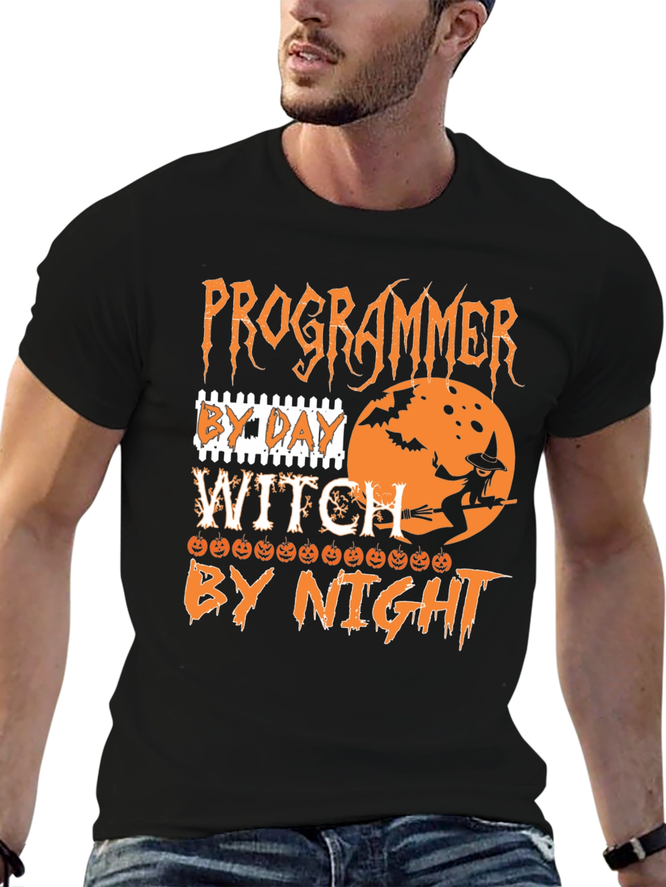 Programmer by Day Witch by Night Halloween T-Shirt