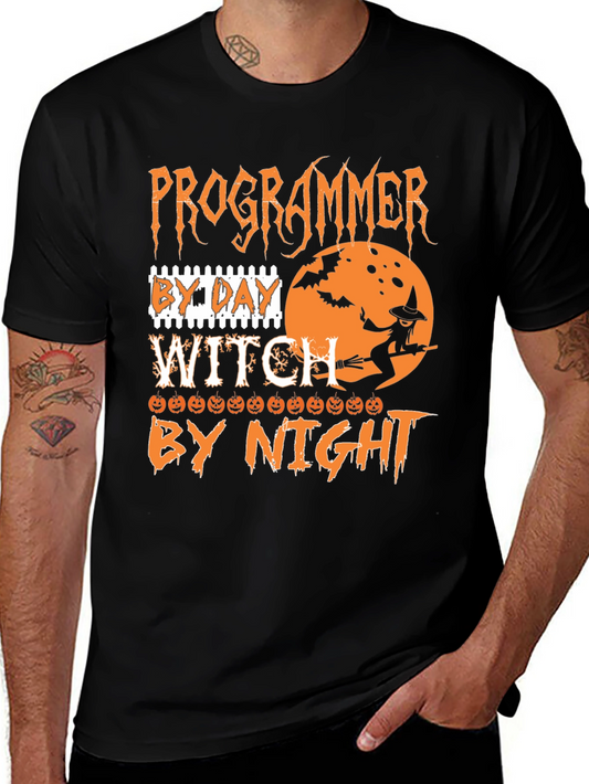 Programmer by Day Witch by Night Halloween T-Shirt