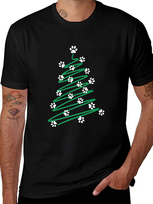 Paw Print Christmas Tree T-Shirt